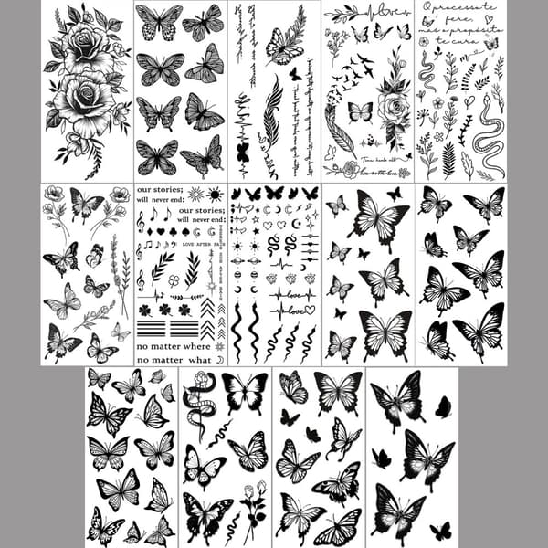 INF Vandtætte midlertidige tatoveringsmærkater i 14 dele Butterfly