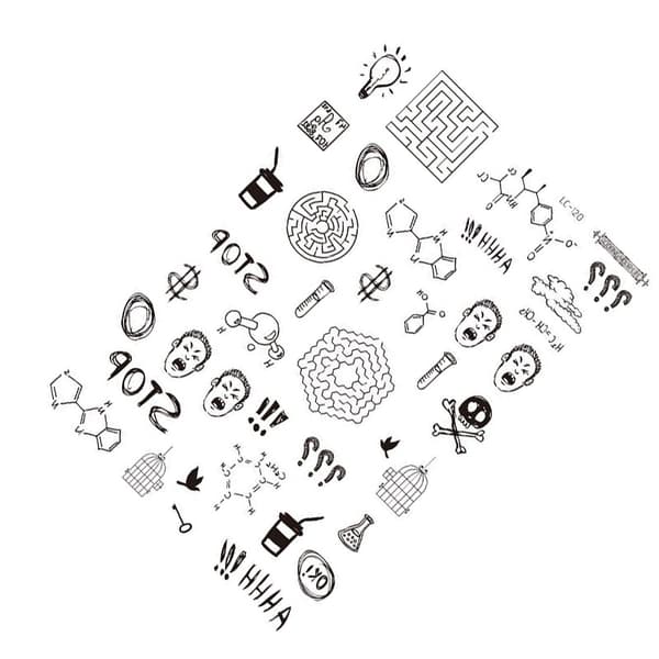 INF Musta tatuointitarra - 5 kpl Maze, symbol, chemical