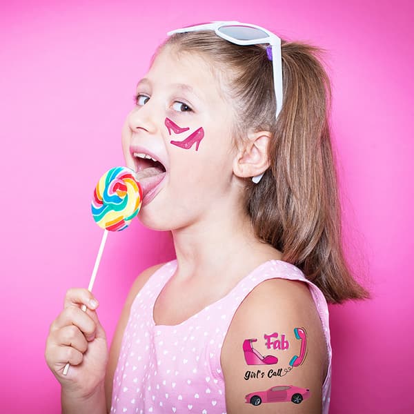 INF Pinkki Preppy -tatuointisetti - 10 arkkia