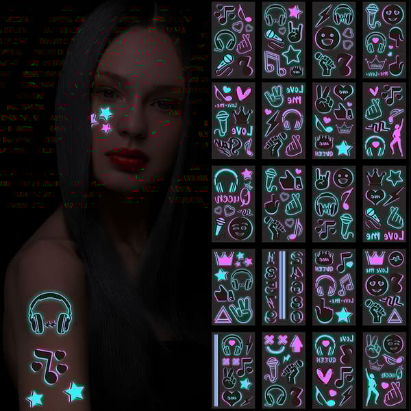 INF Luminous Vattentät Temporär Tattoo Set TT-serien - (Set med 10) A