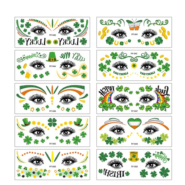 INF Shamrock-kasvotatuointitarrat - 10 kpl:n setti