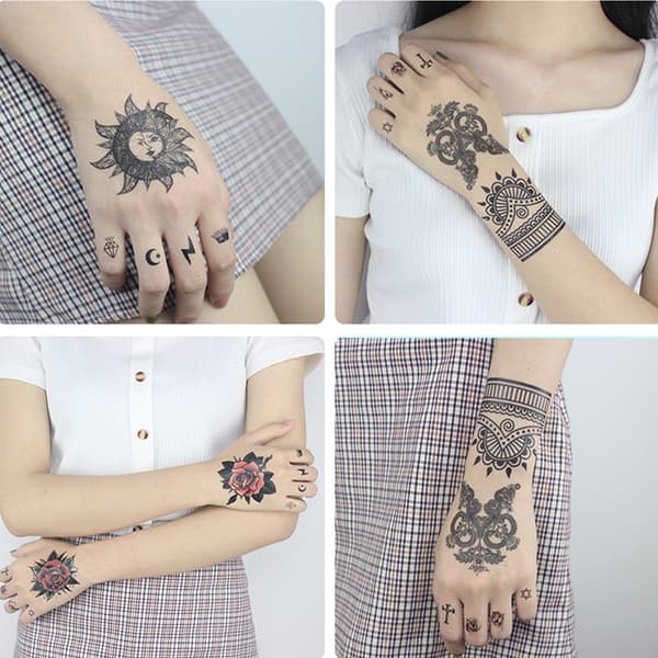INF Paket med 10 ark tillfälliga tatueringar Model 1