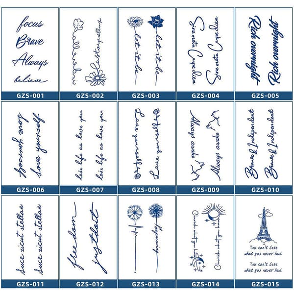 INF Blomster Midlertidig Tatovering - Blå Akvarel Design