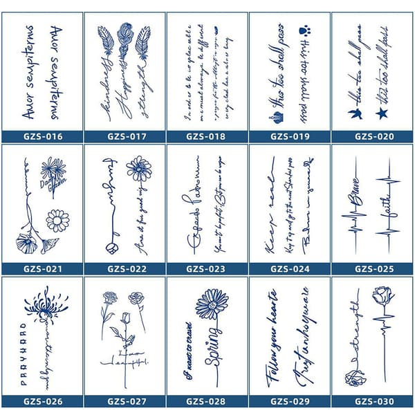 INF Blomster Midlertidige Tatoveringer, Akvarel Blå Blomst Tatoveringer