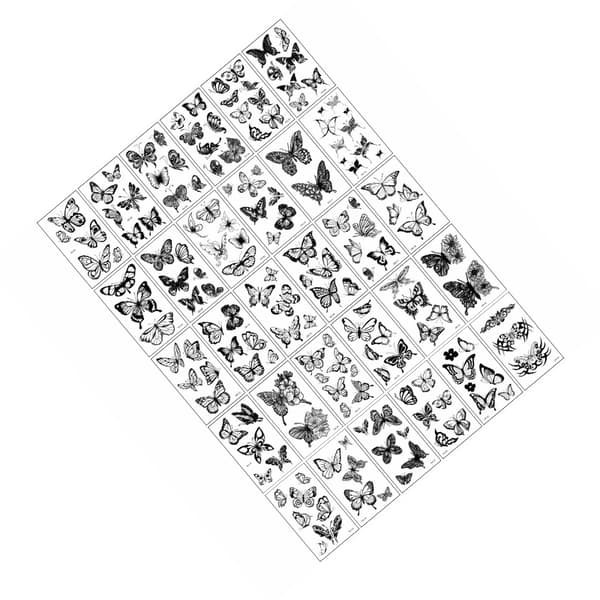 INF Chic midlertidige tatoveringsklistremerker - Svarte sommerfugldesign