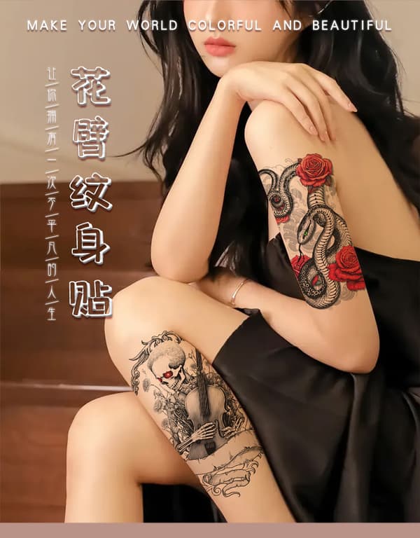 INF Temporära Tatueringar - Blommiga Armdesigner (10 Ark)