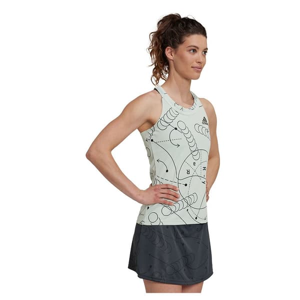 Adidas Ärmlös T-shirt Club Graphic Grönt M Kvinna