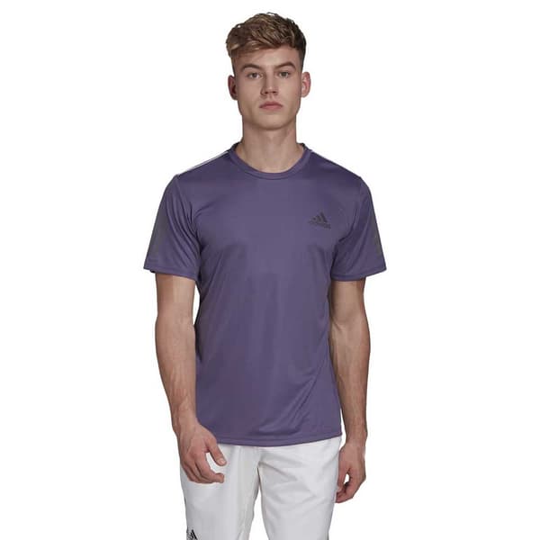 Adidas Club 3 Stripes T-shirt Med Korta ärmar Lila S Man