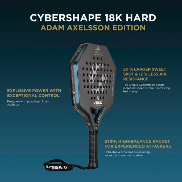 STIGA Padel Racket Cybershape 18K Hard Adam Axelsson Edition