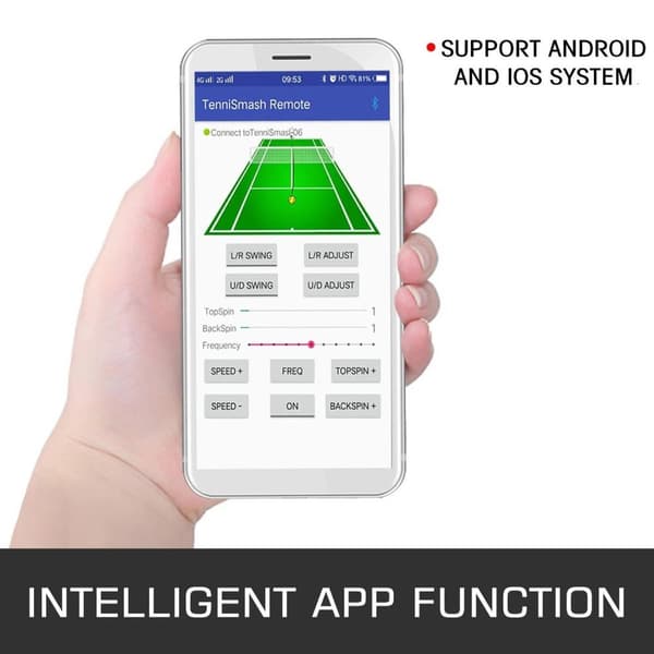 Bärbar tennisbollsmaskin med APP-funktion, långvarigt batteri, lätt att förvara