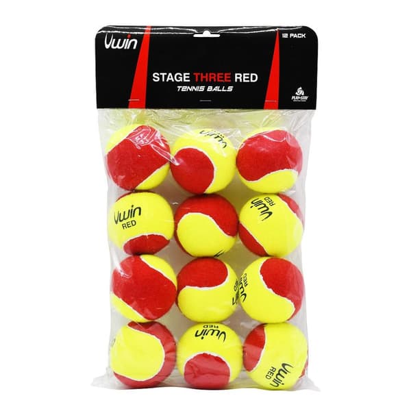 Uwin Stage Three Tennis Balls (Pack of 12) Red/Yellow One Size