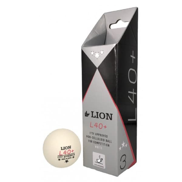 Lion L40+ Table Tennis Balls (Pack of 3) White One Size