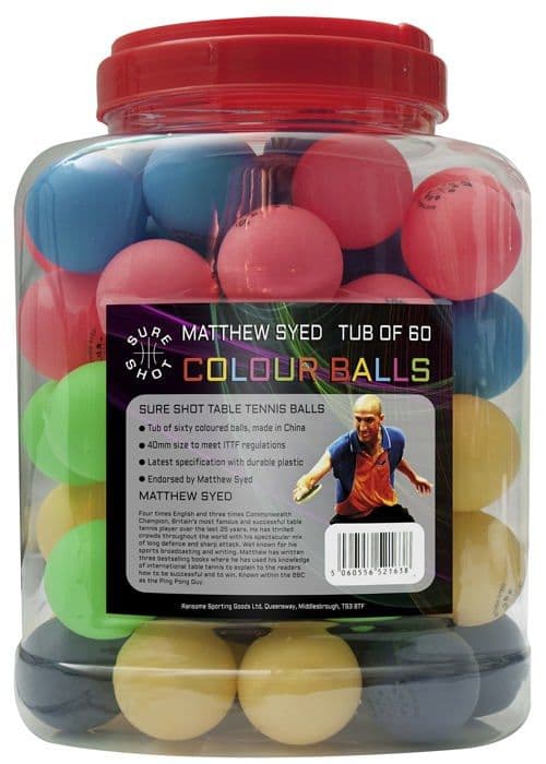 Sure shot bordtennisboll Matthew Syed Paket med 60 bordtennisbollar Multicolor Vit 40 mm