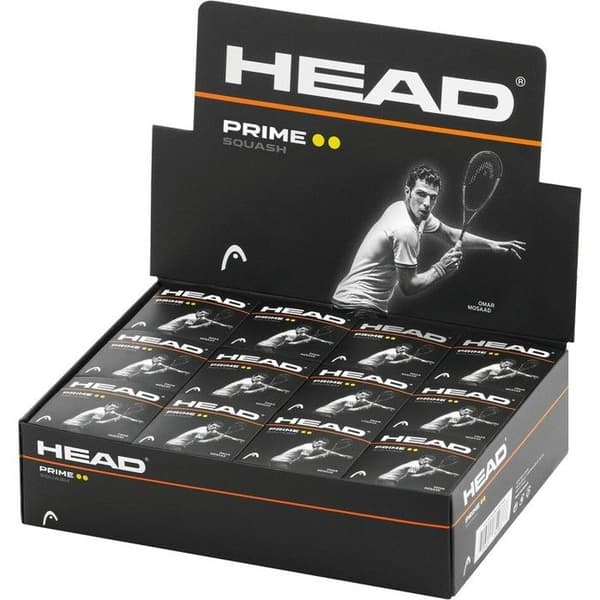Head Prime squashboll med dubbel gul prick (x12)