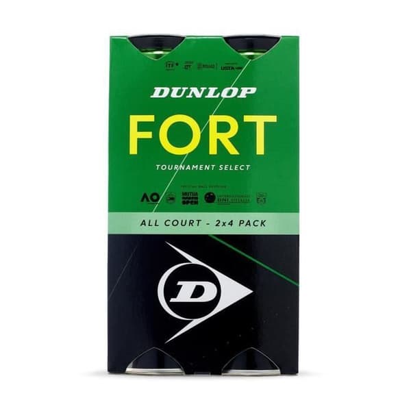 Set med 2 tennisbollsrör - Dunlop - Fort All Court - Gul - Heavy Duty - One Size