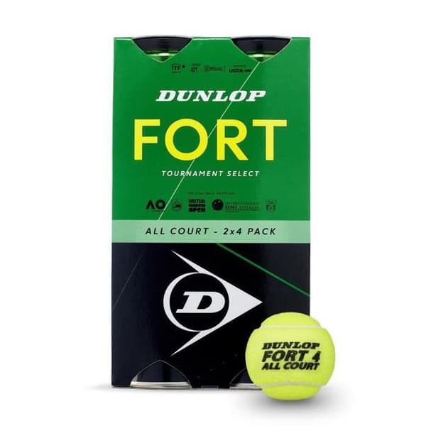 Set med 2 tennisbollsrör - Dunlop - Fort All Court - Gul - Heavy Duty - One Size