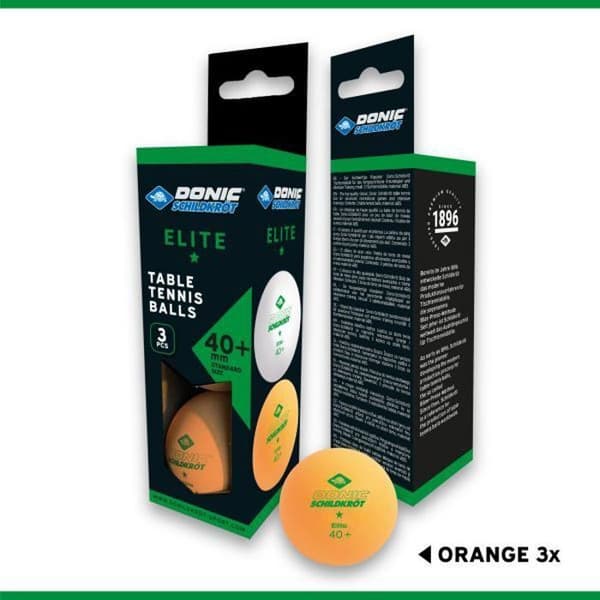 Bordtennisboll - Donic-Schildkröt - Elite 1* - 3 stycken - Orange - Poly 40+