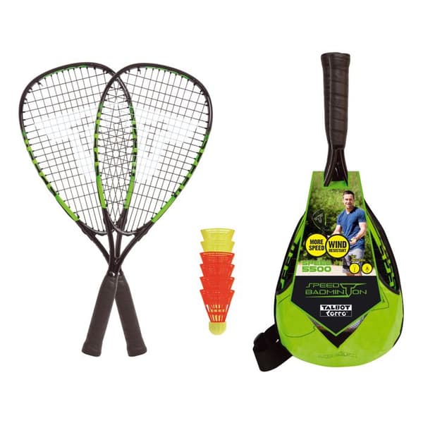 Set för Speed Badminton - Talbot-Torro - SPEED 5500 - 2 aluminiumracketar - 6 hållbara fjädrar - 56,5 cm