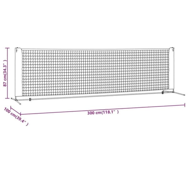 vidaXL tennisnet 300x100x87 cm polyester sort og rød