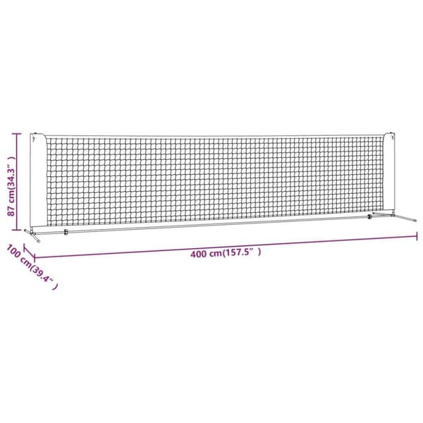 vidaXL Tennisverkko musta ja punainen 400x100x87 cm polyesteri