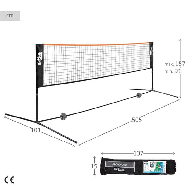 Aktive Volley Ja Kannettava Verkko Badminton Hopeinen 505x101x157/91 cm