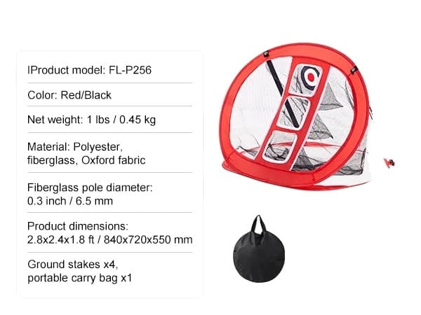 Golf Chipping Nät, Portabel Design, Inkluderar Mål och Bollar, Svart 2x2ft