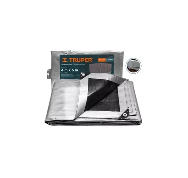 Kraftig grå presenning 4x6m, 180g/m2 Truper®