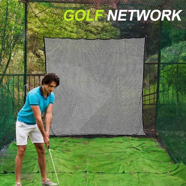 Golftræningsnet, robust konstruktion, alsidig indendørs/udendørs brug, ideel til alle færdighedsniveauer.
