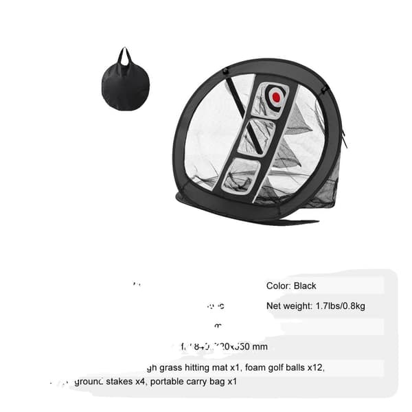 Golf Chipping Net, Bærbar Design, Inkluderer Mål og Bolde, Sort 2x2ft