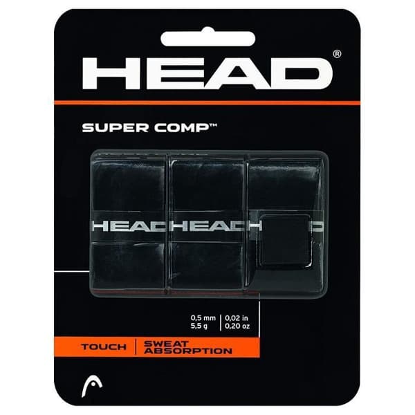 HEAD Head Super Comp Overgrip, unisex, svart, paket med 3 - 285088BK