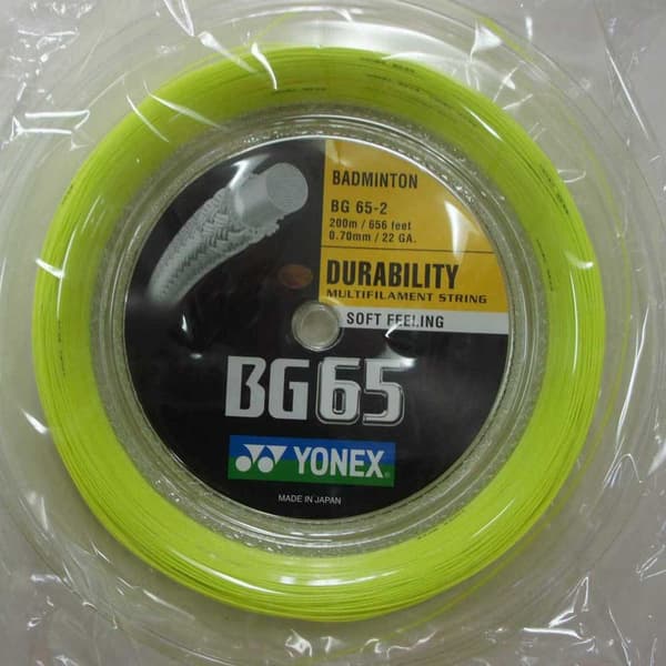 Yonex Badmintonhjulsstreng Bg 65 200 M Gul 0.70 mm