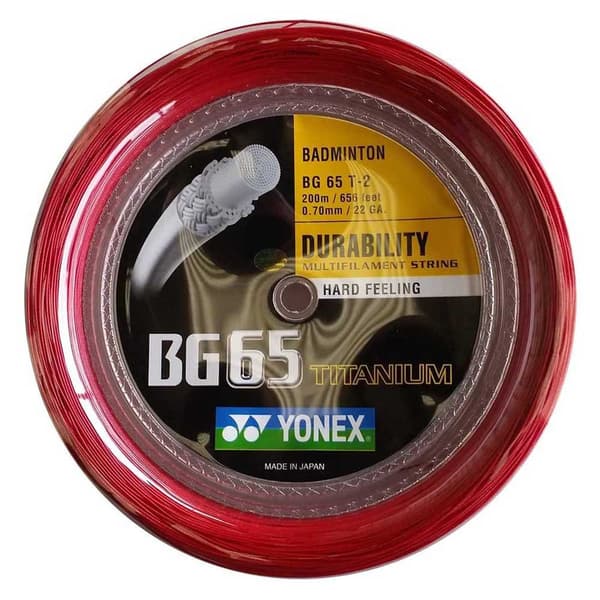 Yonex Badmintonhjulsstreng Bg 65 Titanium 200 M Rød 0.70 mm