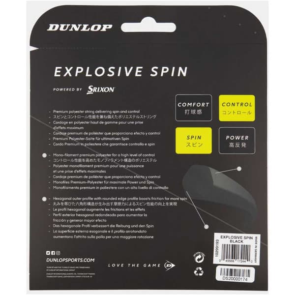 Dunlop Tennis Hjulsnor St Explosive Spin 200 M Sort 1.25 mm