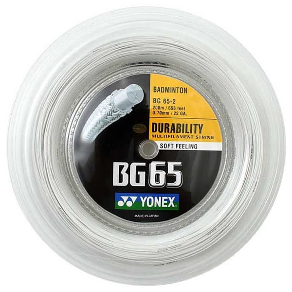 Yonex Bg 65 200 M Badminton Rullsträng Vit 0.70 mm
