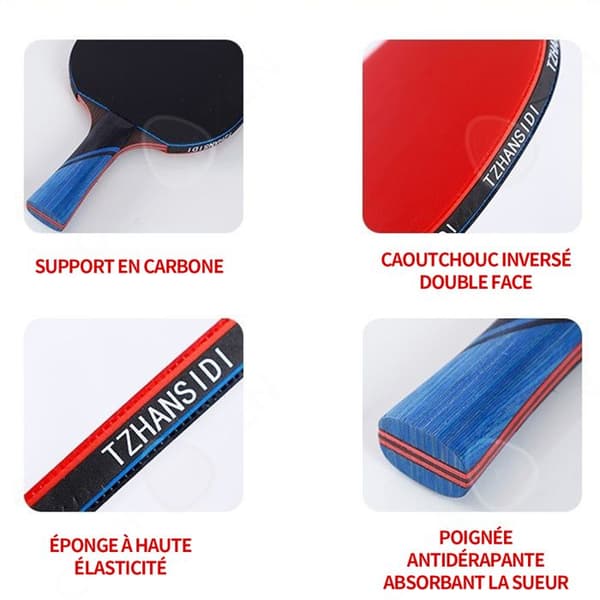 C 1,46 mm bordtennisracket 1 carbon bordtennisfladdermöss 8 bollar 1 påse pingisracket tab tennisset