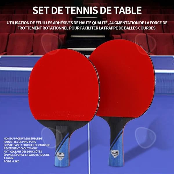 C 1,46 mm bordtennisracket 1 carbon bordtennisfladdermöss 8 bollar 1 påse pingisracket tab tennisset