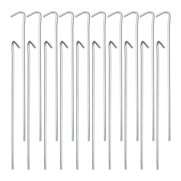 Relaxdays markpinnar, pinnar, förpackning om 20, galvaniserat stål, campingtält, 22 cm, kraftigt, silver