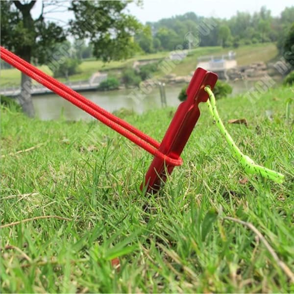 TD®-paket med 4 18 cm tältpinnar - tjocka campingpinnar Justerade legeringstälttillbehör Röd