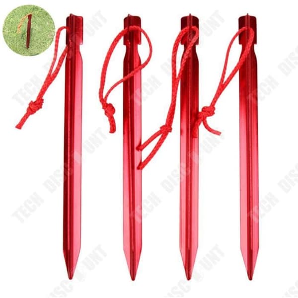 TD®-paket med 4 18 cm tältpinnar - tjocka campingpinnar Justerade legeringstälttillbehör Röd