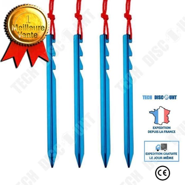 TD® 4-delat set 18 cm tältpinnar - Tjocka campingpinnar Monterade legeringstälttillbehör Blå