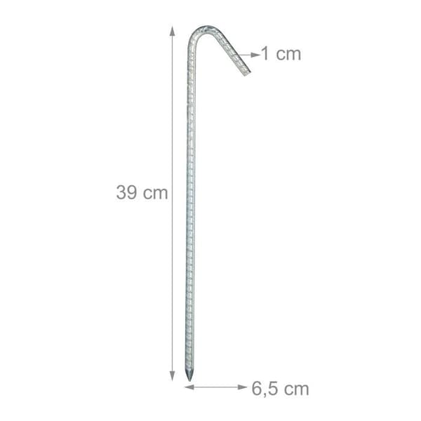 Relaxdays XL markpinnar, pinnar, set om 10, galvaniserat stål, tält, 39 cm, galvaniserat stål, silver