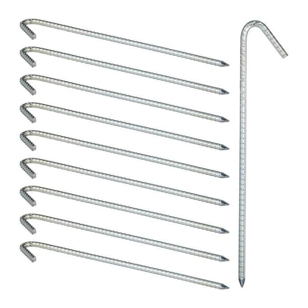 Relaxdays XL markpinnar, pinnar, set om 10, galvaniserat stål, tält, 39 cm, galvaniserat stål, silver