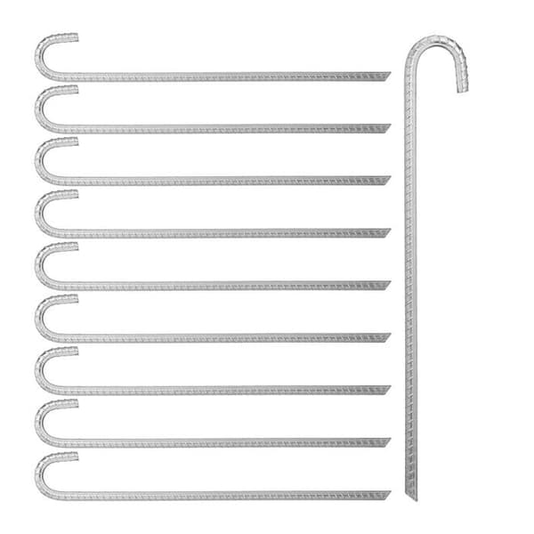 Relaxdays set med 10 markspett, långa tältspett, pavilion, trampolin, förzinkat stål på 45 cm, silverfärgad