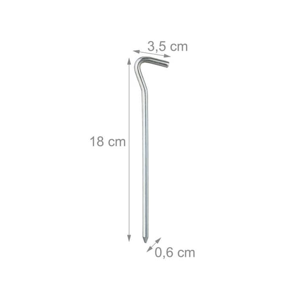 Tältpinnar - Relaxdays - Set med 24 - Galvaniserat järn - 18 cm - Silverfärgad