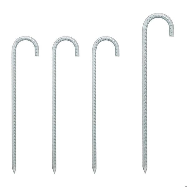 Relaxdays Sardiner camping XL, set med 4, tältfäste, extra långa, tillbehör, i stål, 38,5 cm, silverfärgad