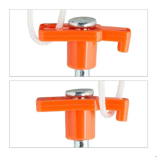 Relaxdays sardiner, set om 10, förankring för hårda golv; 25 cm, pinne, zinkat stål, orange