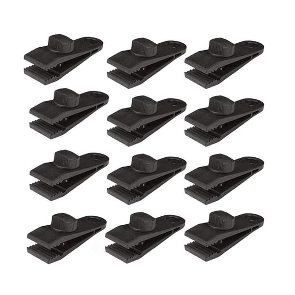 10-pack utendørs gjenbrukbare campingteltklemmersett Sort