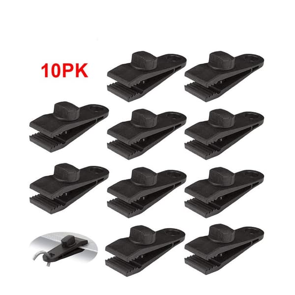10-pack utendørs gjenbrukbare campingteltklemmersett Sort