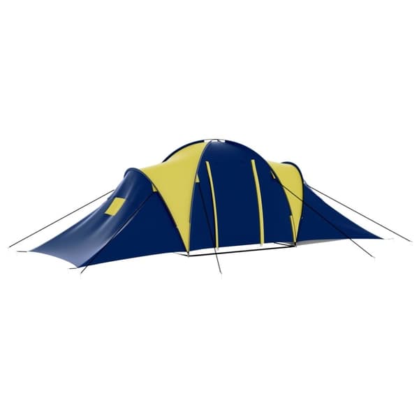 vidaXL campingtelt til 9 personer stof blå og gul