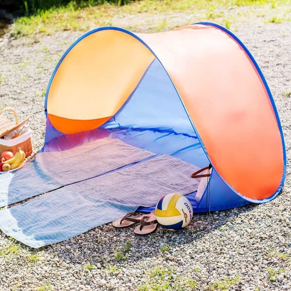 Pop up Strandtelt Jasmin - blå/orange